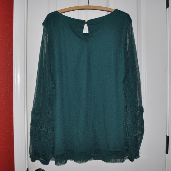 New AVA & VIV Country Green Mesh Blouson Top [D6] - Picture 5 of 8